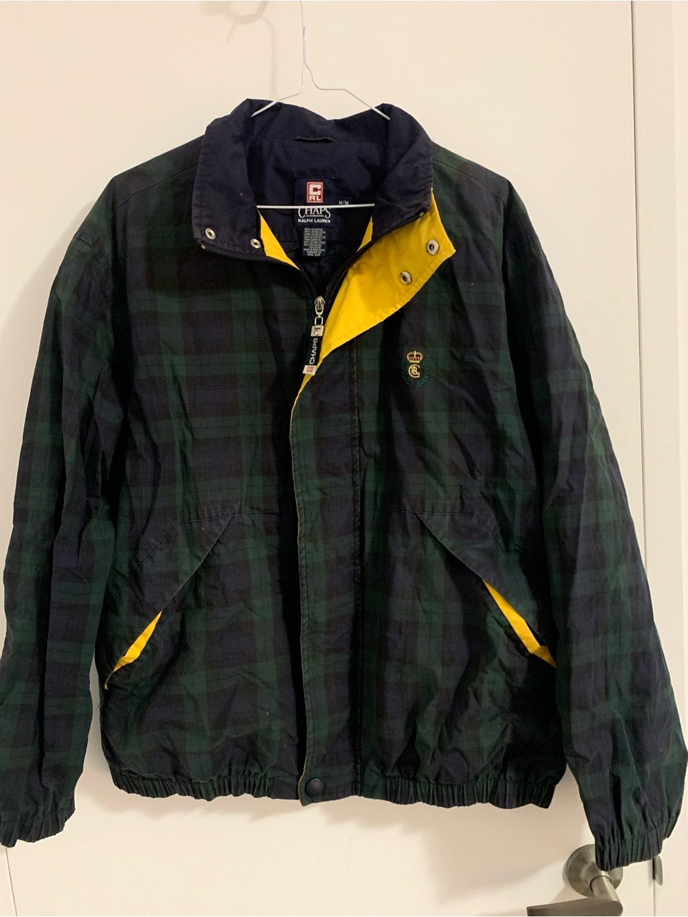 Ralph Lauren Green & Black Plaid Windbreaker with Yellow Accents